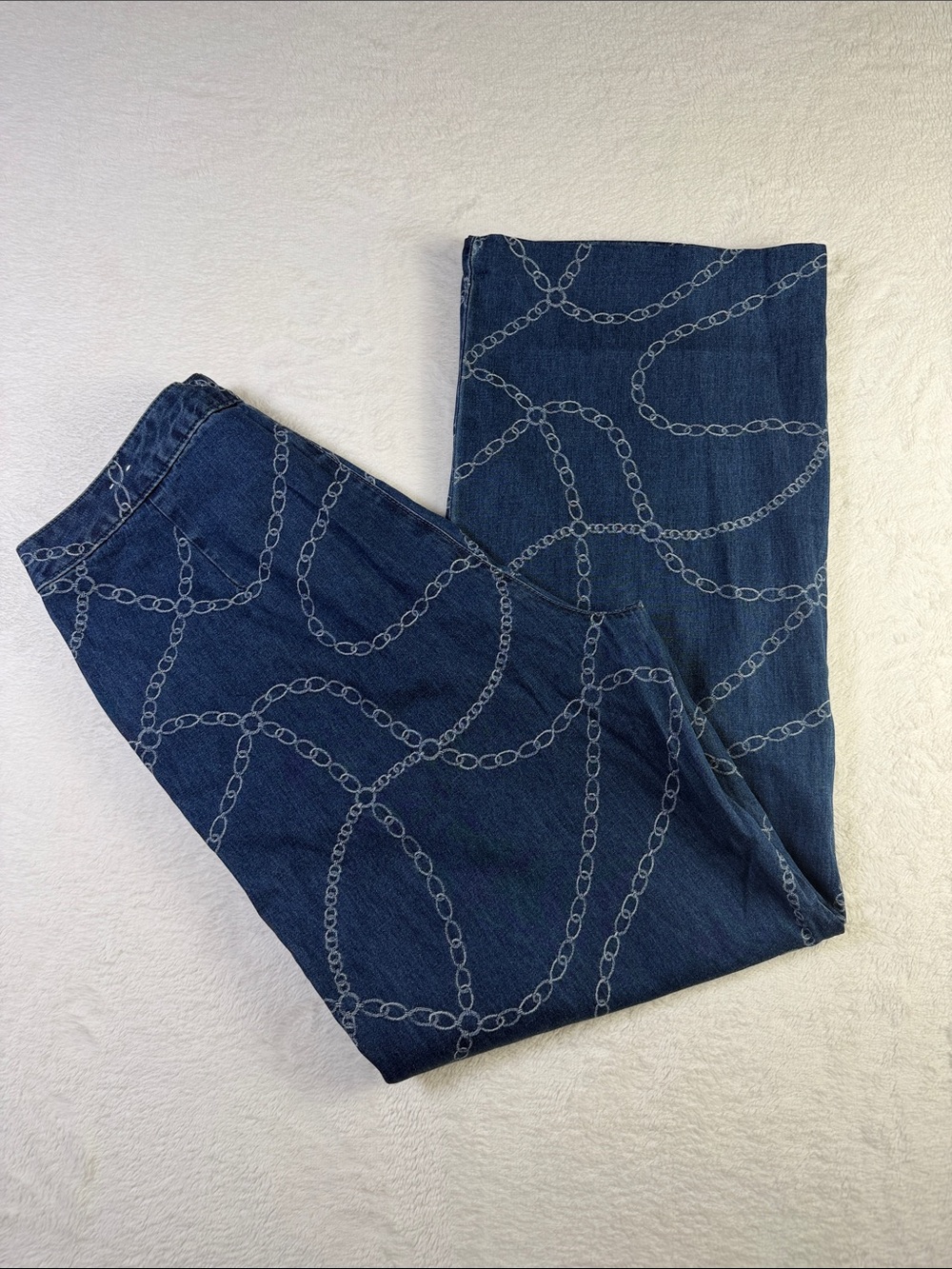 J. McLaughlin Chain Link Wide Leg Denim Pants Women’s Size 10